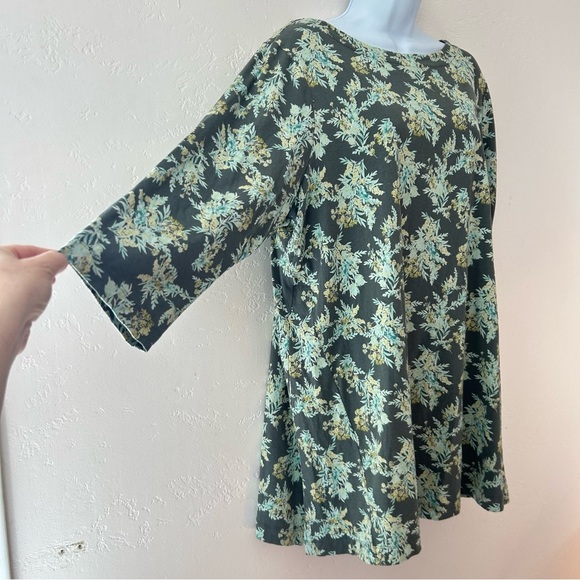J.Jill Green Floral Luxe Supima 3/4-Sleeve Tunic Top Size XL - Picture 4 of 9